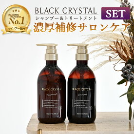 【セット】 ブラッククリスタル シャンプー ＆ トリートメント 各500ml ボトル ポンプ / ブラクリ ノンシリコン アミノ酸 ヘマチン フルボ酸配合 くせ毛 枝毛 切れ毛 うねり サロン専売 美容室専売 BLACK CRYSTAL 母の日