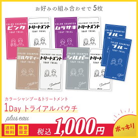 ＼1000円ポッキリ！／ 【トライアルセット★フリーチョイス5袋】送料無料カラシャン1DAY おためしパウチ 各10mlx5回分 プリュスオー カラーシャンプー トリートメント セット pluseau ムラシャン サロン ヘアカラー 毛染め ブリーチ ピンク ムラサキ シルバー ブルー