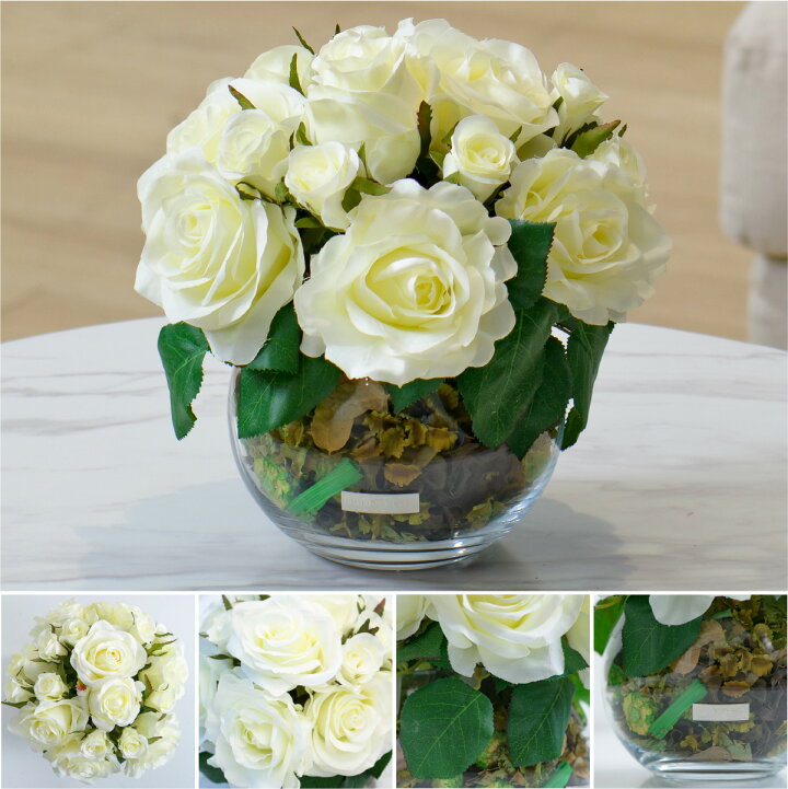 楽天市場】造花 薔薇 バラ ローズポプリアレンジM-w アレンジメント  