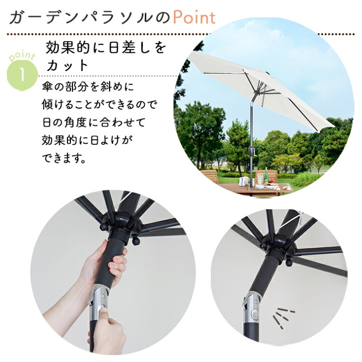 楽天市場】ガーデンパラソル アウトドア パラソル 単品 大型 円形 角度 