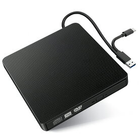 【楽天倉庫出荷】【送料無料】DVDドライブ外付け DVD 外付け dvdドライブ USB-A+Type-c（USB-C）ポート対応 WIN7-11/MAC対応 ノートパソコン対応 黒色DVDドライブ