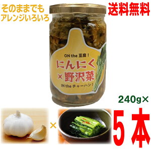 【本州 5本 送料無料】にんにく×野沢菜 240g×5本 瓶入り北海道・四国・九州行きは追加送料220円かかります。マルシンフーズにんにく野沢菜ザーサイにんにくのざわなにんにく野沢菜