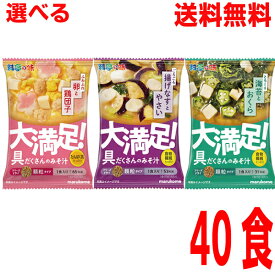 【選べる40食 本州送料無料】 フリーズドライ顆粒大満足みそ汁 揚げなすと野菜・海苔おくら・卵と鶏団子マルコメisk40個　北海道・四国・九州行きは追加送料220円かかります。