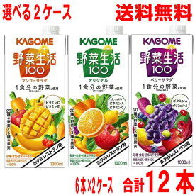 【選べる2ケース本州送料無料】カゴメ 野菜生活100 オリジナル・ベリーサラダ・マンゴーサラダ　ホテルレストラン用1000ml紙パック　6本入り×2箱合計12本　北海道・四国・九州行きは追加送料220円かかります。1Lカゴメ