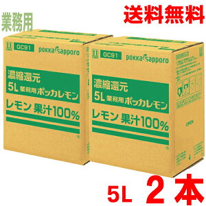 【2本 本州送料無料】業務用ポッカレモン5L×2本 ポッカサッポロレモン果汁100%濃縮還元北海道・四国・九州行きは追加送料220円かかります。