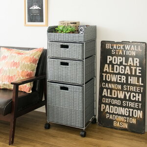 【返品OK!条件付】ラタン ランドリーチェスト 脱衣所 洗面所 収納 幅36×奥行き29×高さ94cm MIYATAKE 宮武製作所 RB-359-BL ブルー かわいい おしゃれ チェスト 洗濯機 脱衣所収納 キャスター付き【KK