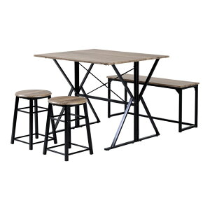 【返品OK!条件付】JKプラン テーブル4点セット 食卓テーブルセット 4点 折りたたみ UNI-0002SET-BKBR ブラック×ブラウン テレワーク デスク 兼用 ダイニングテーブル コンパクト スツール ベンチ