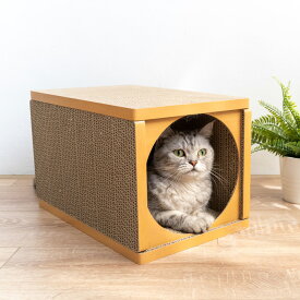 HappyDays キャットハウスロング P-4981528610765 ペットプロジャパン 猫用 爪とぎ つめとぎ付きキャットハウス ロングサイズ シンプル【KK9N0D18P】
