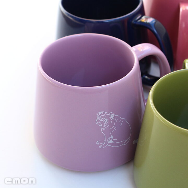楽天市場 Emon マグカップ パグ モーブパープル 日本製 雑貨 グッズ 好き かわいい 犬 ペット 柄 皿 シンプル イラスト 人気 ブランド 大きい コーヒー カップ ティーカップ プレゼント 食器 コップ 置物 ギフト 贈答