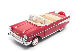 LuckyDieCast アメ車 シボレー ベルエア ミニカー 1/18 Bel Air コンバーチブル 1957 (レッド/ホワイト)