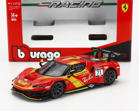 BURAGO ミニカー 1/43 フェラーリ 296 GT3 3.0L ツインターボ V6 No.71 2022 レッド/イエロー