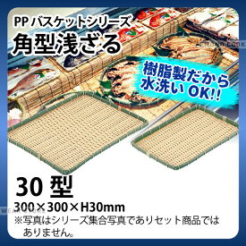 PP角型浅ざる OT-300-BB(30型)_ザル ざる プラスチック 竹モデル 竹ざる風 盆ざる 盆ザル 水洗いOK _AC6772
