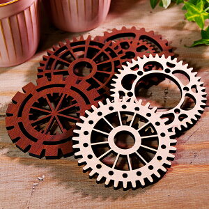 コースター 4枚セット 木製 6種から選べるデザイン 歯車デザイン 加賀コースター メープル ウォールナット 国産MDF おしゃれ 国産 北欧 かわいい 花瓶敷き woodコースター キッチン雑貨 木のコ
