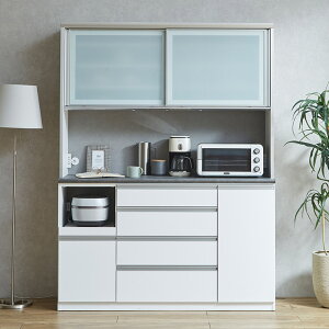 食器棚 完成品 大川家具 キッチンボード カップボード キッチン収納 ダイニングボード ダイニング シンプル おしゃれ ハイタイプ キッチン家電収納 レンジ台 レンジボード 幅149 モイス moiss