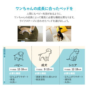 パピー、成犬、シニアの年代に合わせて選べるペット用3Dベッド
