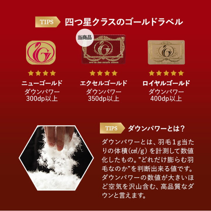 楽天市場】日本製 羽毛布団 キング エクセルゴールドラベル 