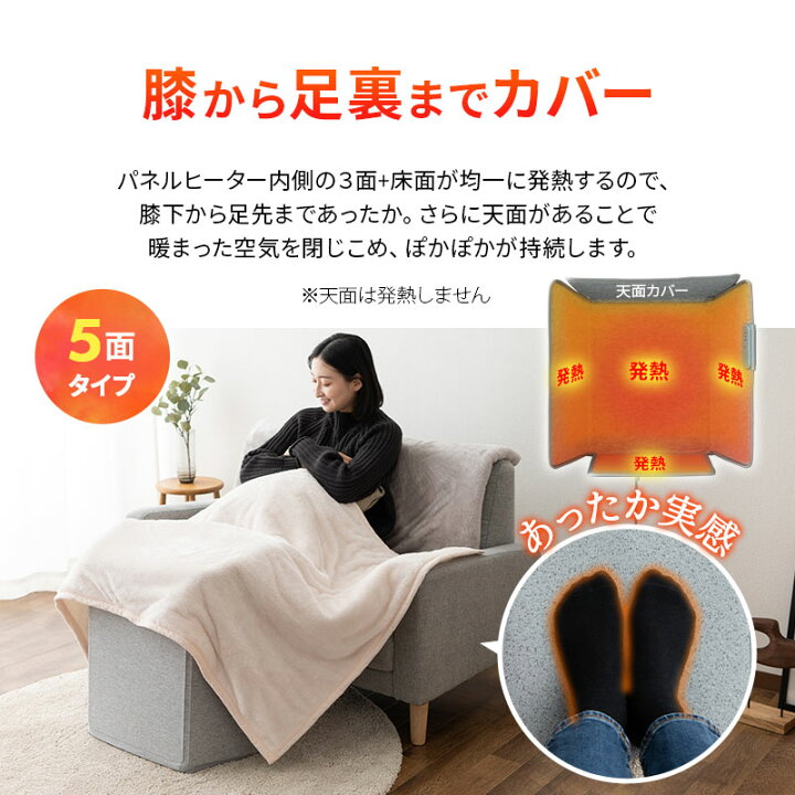 楽天市場】【足の裏も暖かい5面タイプ】 パネルヒーター 5面 足元 