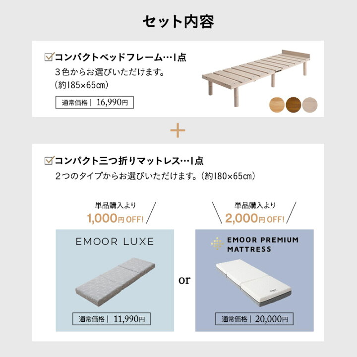 楽天市場】省スペース ベッド＆マットレス セット スリム コンパクト 