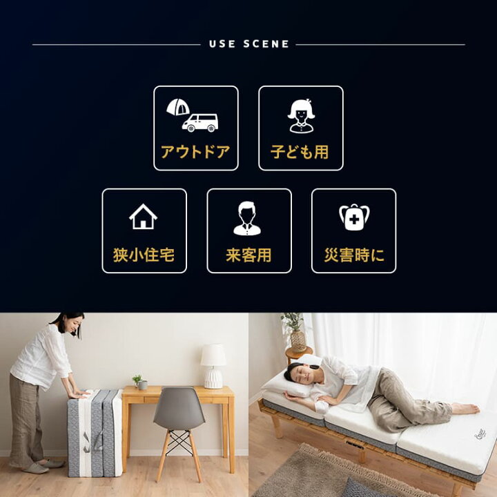 楽天市場】【4000円OFF】三つ折り 折りたたみ マットレス 幅65cm 