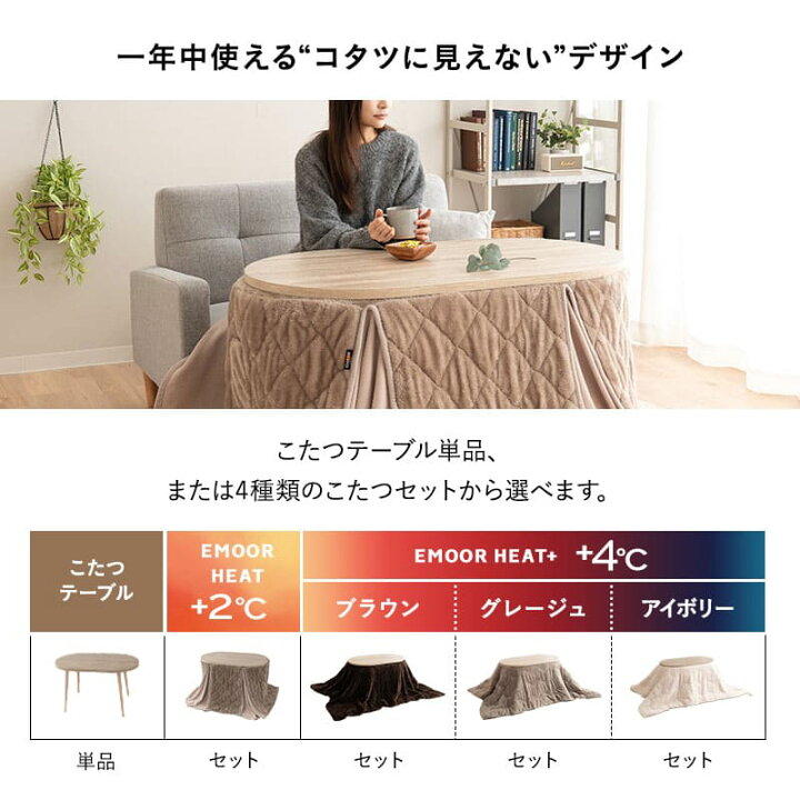 楽天市場】こたつセット こたつ2点セット ハイタイプ 幅105cm オーバル 