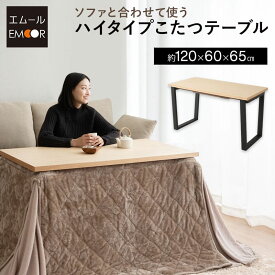 こたつテーブル ハイタイプ 幅120cm 長方形 省スペース 木製 天然木 こたつ コタツ 炬燵 やぐら 本体 テーブル デスク 机 ソファ 椅子 チェア 立ち座り 足腰 リビング ダイニング あったか 暖か 冬用 防寒 寒さ対策 オールシーズン おしゃれ ギフト 送料無料 エムール
