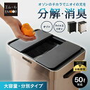 【エントリーでP7倍　超ポイントバック祭限定】　ゴミ箱 ダストボックス 50リットル 消臭 除菌 空気清浄 オゾン マイナスイオン 大容量 分別 自動開閉 電動 スライド センサー ふた付き 角型 スクエア スリム ごみ箱 電池 お手入れ簡単 キッチン リビング 生ごみ おむつ ペッ