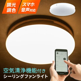 【4h限定P5倍★30日20:00～】シーリングファンライト 空気清浄機能付き 8～12畳対応 スマホ音声操作 Amazon Echo/Google Home/Alexa 調光調色 LED 薄型 スリム 省エネ 空気循環 羽なし フィルター 清潔 シーリングライト サーキュレーター 天井照明 電気 北欧 おしゃれ 新生