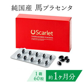 馬プラセンタ サプリ 純国産 プラセンタ サプリメント Scarlet スカーレット【1箱 60粒／30日分】純国産 北海道 サラブレッド 馬 プラセンタ サプリメント 更年期 美肌 美容サプリ