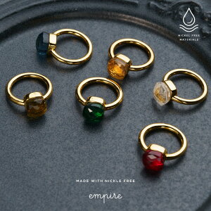 リング 指輪 レディース 18Kコーティング 金属アレルギー ニッケルフリー クリスタルガラス 石 ストーン クォーツリング クォーツ キラキラ 可愛い 大人 ゴールド 9号 11号 14号 16号 18号 つけ