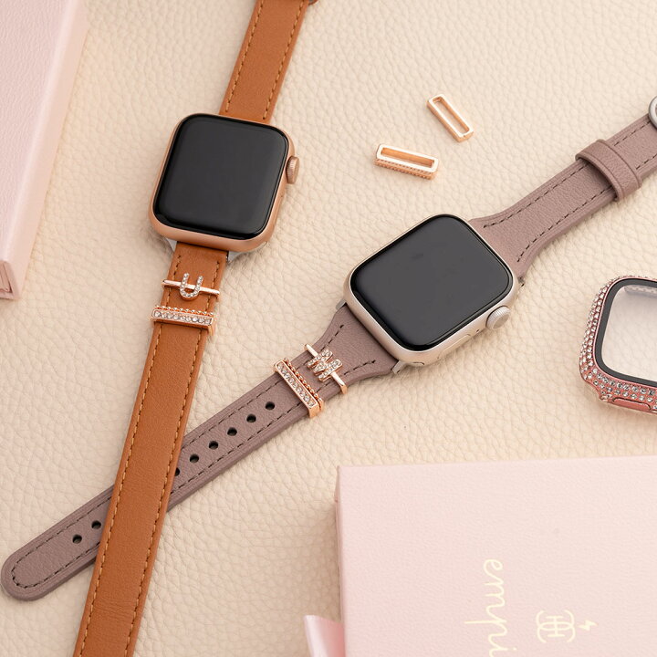 イニシャルチャーム　apple watch ピンク M バンドアクセサリー