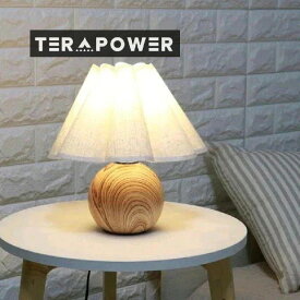 韓国 プリーツ シェードランプ 卓上 コンパクト 小型 コンセント ベージュ 木目調 間接照明