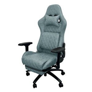 スローンゲーミングチェア 腰 サポート レザーファブリック オットマン付き リクライニング ハイバック ホームオフィス おしゃれ チェア (チャコールグレー)