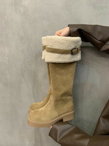 ブーツ ロングブーツ スノーブーツ 厚底ブーツ韓国ムートンブーツ ベルベット保温痩せブーツ女太さと膝を越えたブーツ/レディース ブーツ 美脚 通勤 通学 疲れない 痛くない 走れるブ