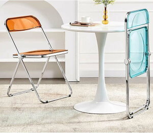 折り畳みチェア 透明 パイプ椅子 デザイン椅子 北欧 スタッキングチェア コンパクト 省スペース 会議イス 背もたれ付き クリアデスクチェア