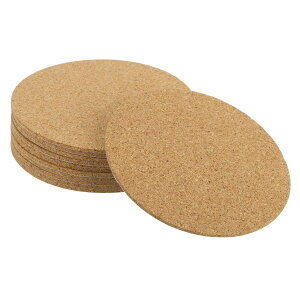 T 90mm(3.54インチ)丸型コースター 2mm厚 コルク製カップマッ トパッド 12個セット