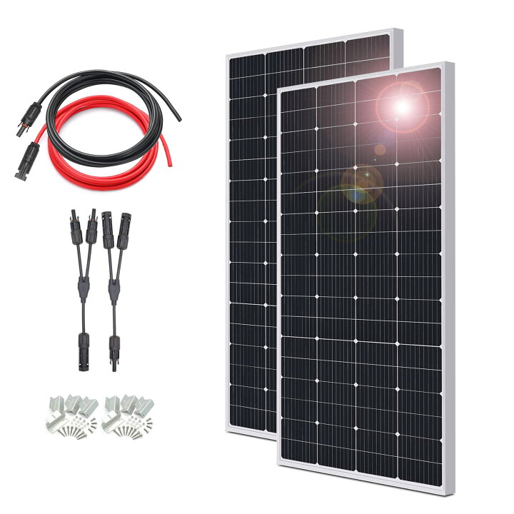 楽天市場】ソーラーパネル 400W 200W×2枚セット 接続部品付き 12V 