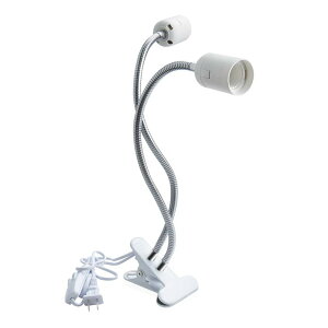 クリップ e26 2灯式 電球ソケット スイッチ付き デスクライト 電球 卓上スタンド LED 植物育成ライト用 角度調整可能 360度回転できる 爬虫類 亀ライト 譜面台ライト 譜面台LEDランプ 電球なし 1