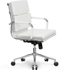 オフィスチェア イームズ アルミナム デスクチェア チェア 会議椅子 ミーティングチェア PUレザー アームレスト ホワイト ブラウン チェア 全3色