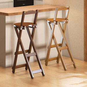 折りたたみスツール 木製 カウンターチェア 高い椅子 ハイチェア バーチェア 背もたれ 家庭用 茶色 コンパクト 省スペース 組立不要 座面高さ 45cm 62cm 74cm