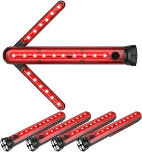 誘導棒 誘導灯 合図灯 矢印ライト USB充電式 点灯 点滅 3点灯モード 交通整理 駐車場 軽量 赤色灯 取り外し可能マグネット付き 警棒 安全棒 非常灯 非常信号灯 夜間作業 (2本セット)