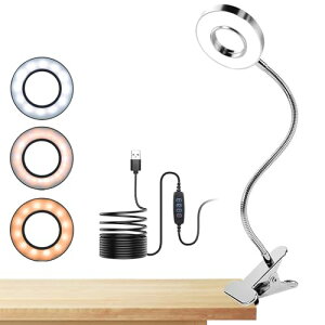 クリップライト ledライト 明るい USB給電式照明 読書灯 電気スタンド 3段階調色 10段階調光 卓上ライト デスクライト 360度角度調節 リモコン 折り畳み型 メイク 撮影 補光ランプ 簡単操作 長