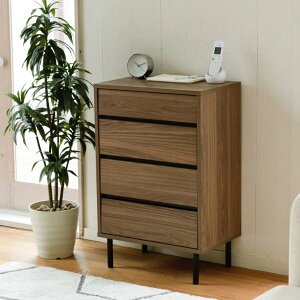 リビングチェスト 4段 北欧モダン Fresser 約幅56cm チェスト 脚付 収納 リビング 開き扉 間仕切り 棚 ラック リビングボード キャビネット ブラウン シンプル 引き出し