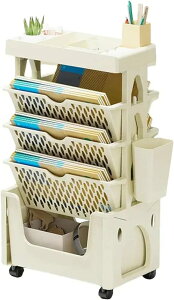 書類収納 可動式本棚 多目的 5段移動式本棚 書類棚 省スペースの階層型ローリングカート 可動本棚カート 階層型ローリングカートキャスター付き 学校教室家庭用のローリングユーティリテ