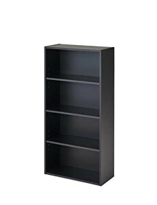 パール金属 本棚 4段 幅45 奥行20 高さ89 cm 可動棚 2枚付き マンガ 文庫本 収納 ラック カラーボックス ブラック 黒