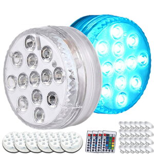 水中ライト LED潜水ライト RGB リモコン付き 配線不要 吸盤式 明るさ調節 色調変更 フローティングプールライト お風呂ライト 水槽照明 水中照明 水族館照明 お風呂 水族館 花瓶 庭 ガーデン