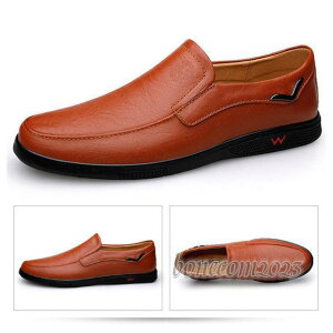 メンズ 靴 レザーシューズ スリッポン 幅広 軽量 ウォーキングシューズ フラットシューズ 紳士靴 おしゃれ 滑り止め 通気 履きやすい