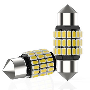 12V�ԗp T10 31mm LED ���[�������v �z���C�g���� 6000K 3014SMD 27�A ���ɐ� led�ԓ���/������/���[�����C�g �i2����j