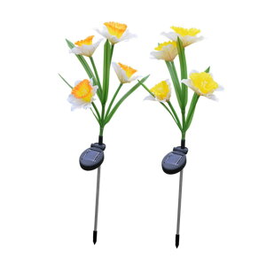 2個 花のソーラーランプ 水仙の花の装飾 ソーラースティックランプ フラワースティックランプ Ledフラワーステークライト ソーラーフラワーライト 花芝生ライト 導かれた造花
