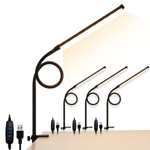 サファイア デスクライト LED クランプライト ブックライト 目に優しい 2カラー選べる スタンドライト 電気スタンド 卓上ライト 3段調色 暖光 昼光色 白光 10段階調光 360度長い回転アーム USB