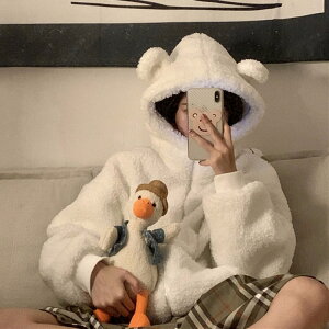 2024秋冬服プラッシュアウター ウォーム ート ラムズウール プラッシュファスナー フード付き ゆったり ポケット アウター レディース百掛け 気質 秋冬服